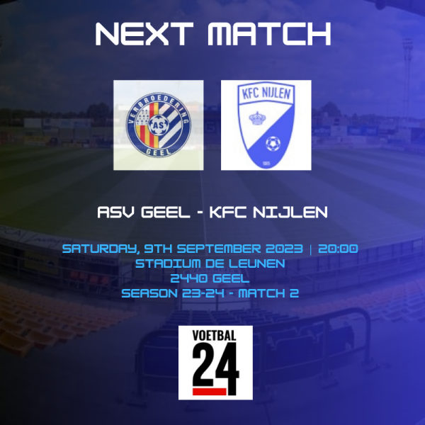 Volgende Match : ASV Geel – KFC Nijlen - ASV Geel